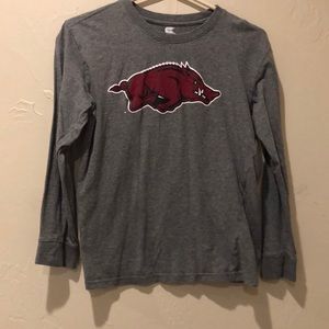 GRAY LS ARKANSAS RAZORBACK TEE